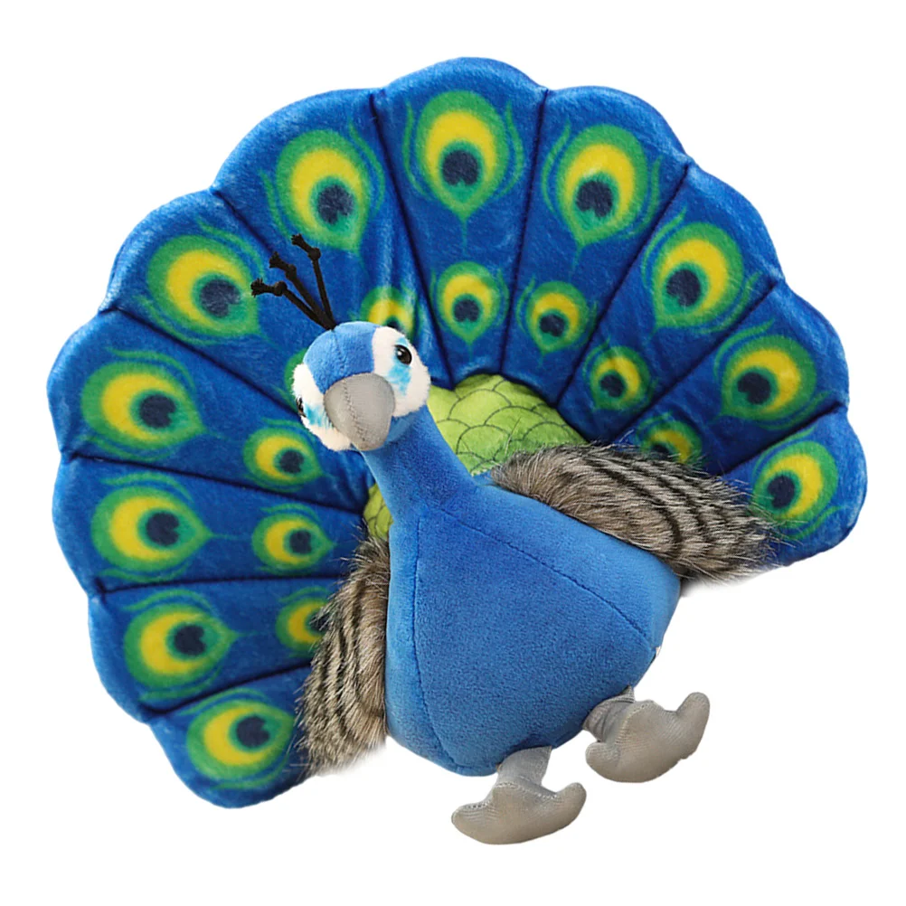 Kids Car Toys Peacock Plush Peafowl Stuffed Simulated Cartoon Children Party Gift Household