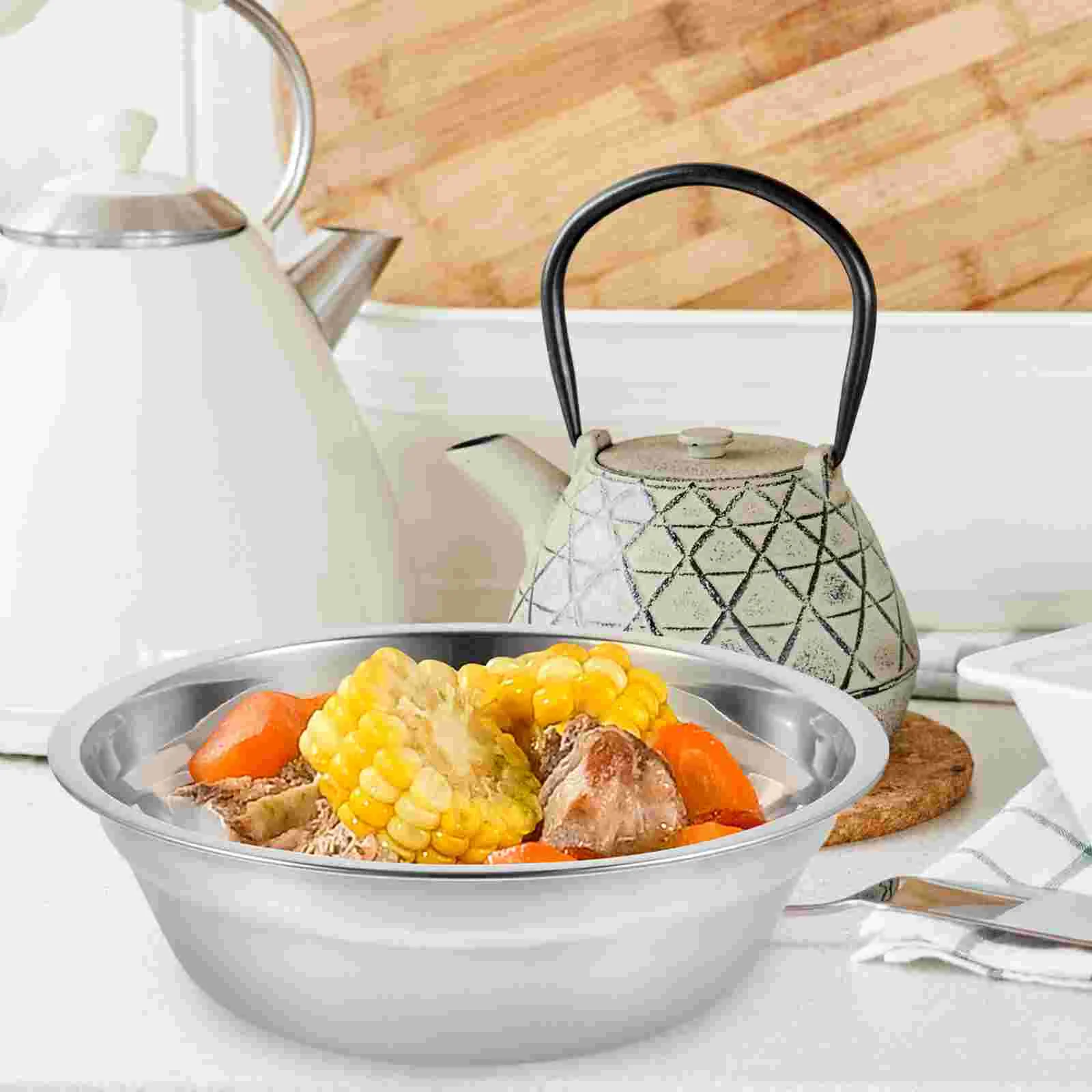 

2Pcs Stainless Steel Deep Bowl Metal Baking Mixing Bowl Soup Bowl Vegetable Washing Basin