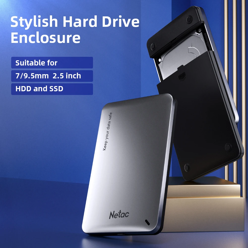 Netac Protable Hard Disk Case Support All 2.5" SSD HDD Enclosure SATA 3.0 Type-C To Type-C Support Windows/Mac OS/Linux System