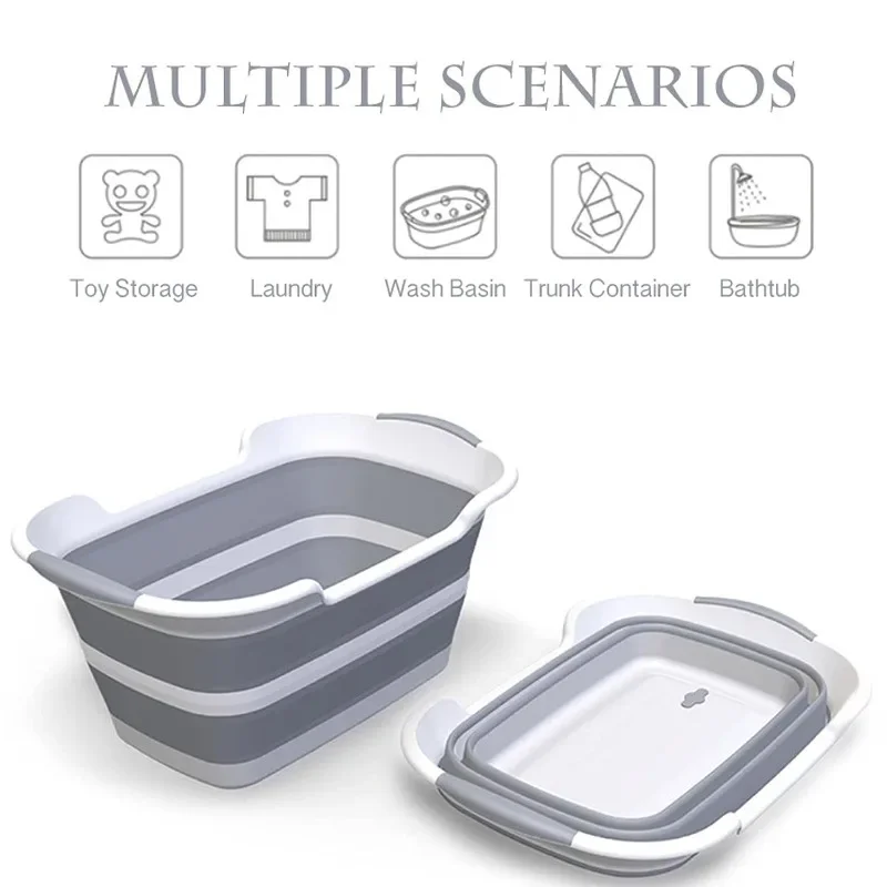Pet Bathtub with Water Drain Plug, Foldable Bathtub for Puppy Small Dogs Cats, Portable & Space Saving Design, BPA Free, Grey 6