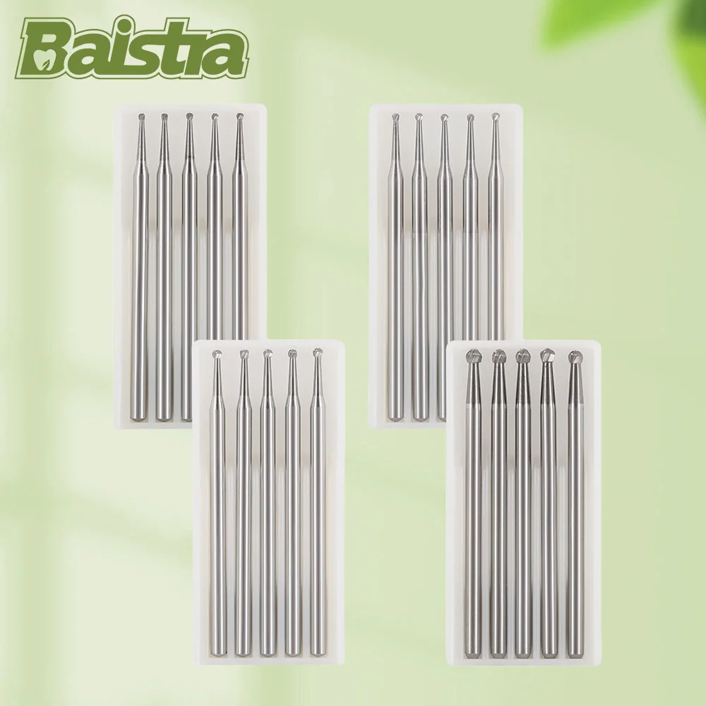 

4 Boxes=20 Pcs/Pack BAISTRA Dental Carbide Burs Round Shape Head HP Type for Straight Handpiece or Micro Motor Handpiece