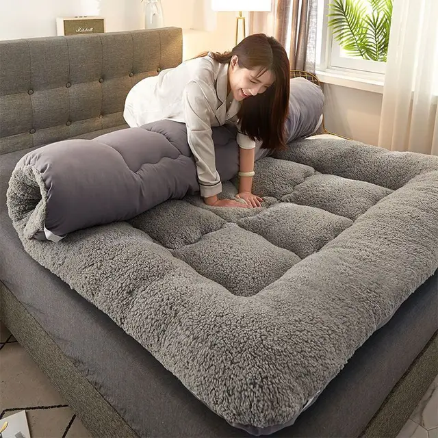 Le plus récent matelas épaissi chaud en laine d'agneau matelas Tatami matelas de dortoir d'étudiant antidérapant pliable pour chambre canapé-lit rsi 1