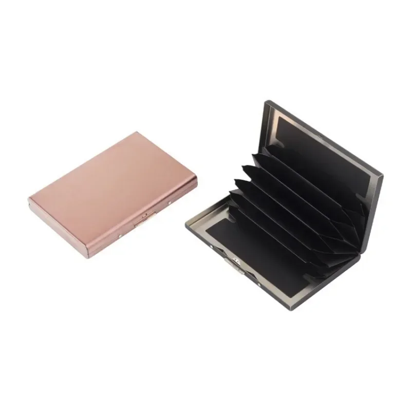 ID Credit Card Box Stainless Steel RFID Blocking Cards Organizer Case Holder 6 Cards Hold Available Business Card Storage Box card holder,credit card holder,photo card holder,desk card holder,postcard holder