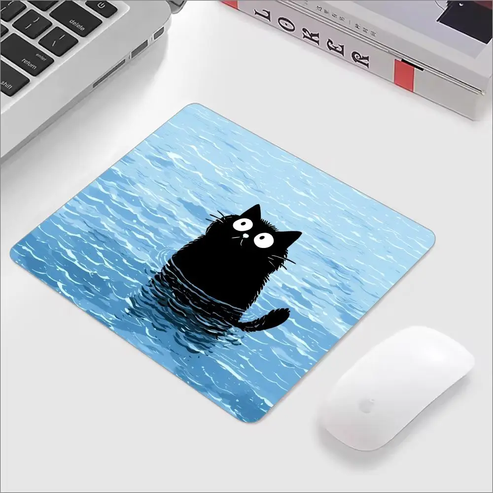귀여운 검은 고양이 유리 마우스 패드 강화 유리 매끄러운 키보드 패드 업그레이드된 E-스포츠 게임용 마우스 패드 액세서리 맞춤형 패턴