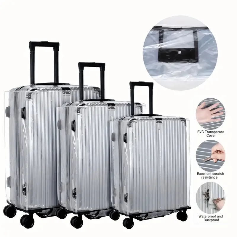 Lot De Housses De Valise PVC Transparent - Protection Poussière Et Imperméable - 22 à 28 Pouces
