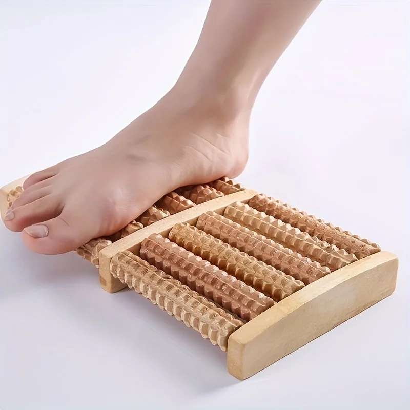 롤러가 있는 나무 발 마사지기로 발 마사지 - 이중 제어 디자인, 가정용으로 완벽함