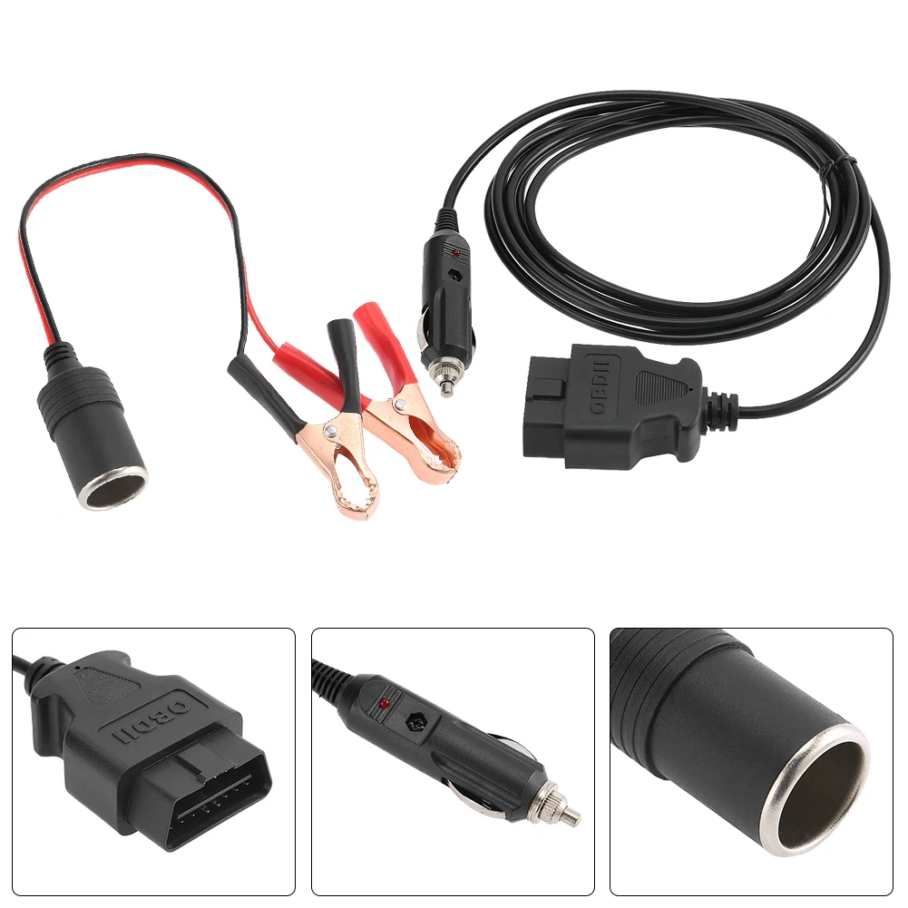 OBD II 차량 ECU 비상 전원 공급 케이블, 클립 포함 메모리 세이버, 12V