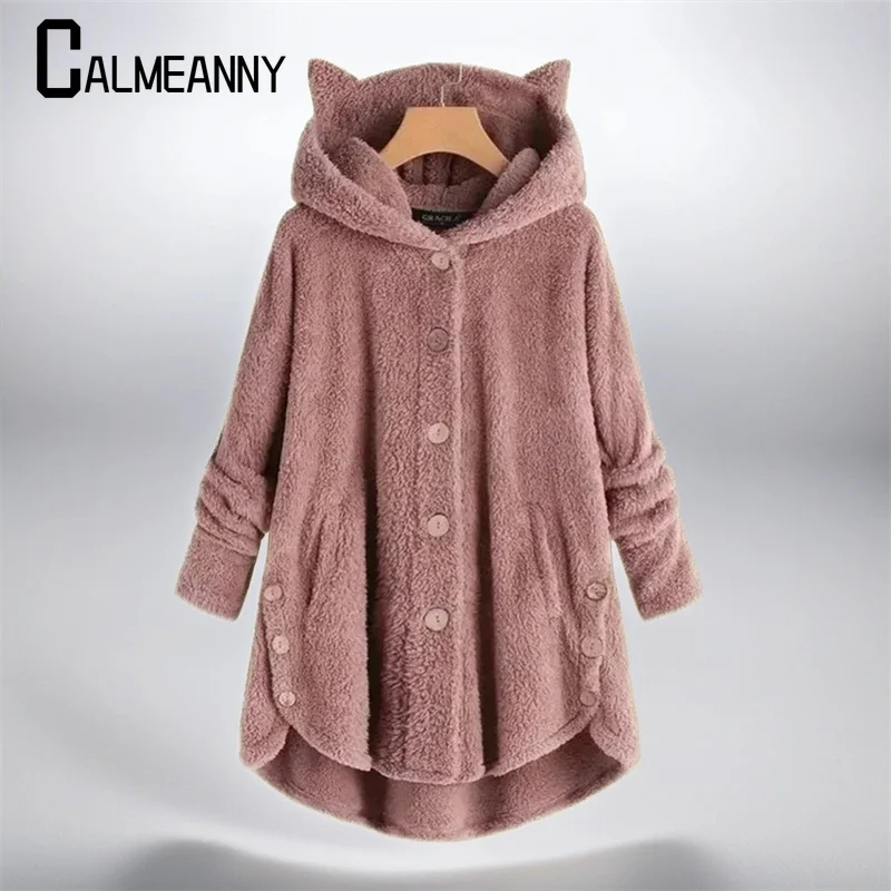 

Женские пальто 2023, осенне-зимнее теплое пальто с мишкой Тедди, шерстяная куртка, женское плюшевое пальто, куртка с капюшоном, новый стиль, однотонная куртка