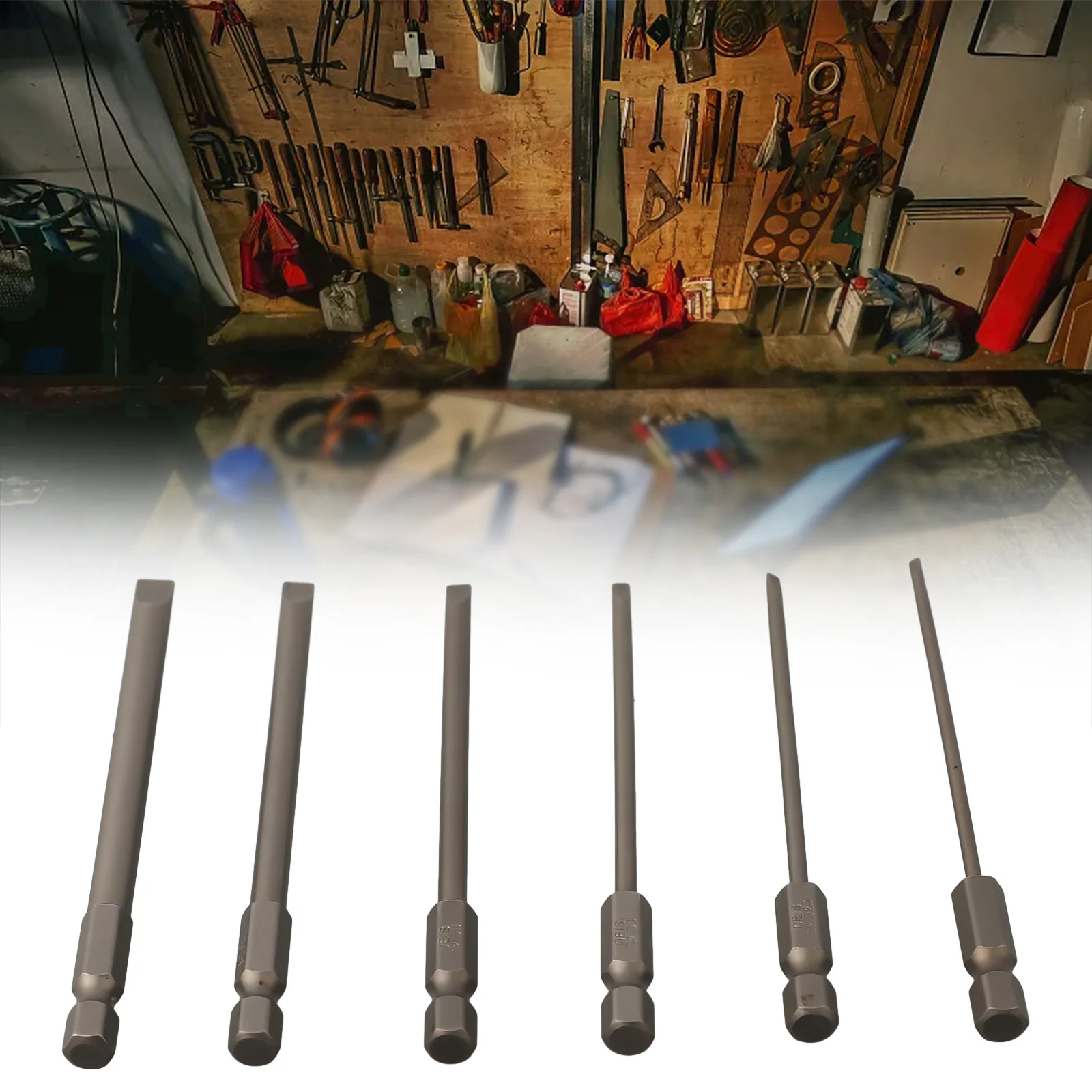 

6pcs SL2-SL6 Slotted Screwdriver Bits Set Alloy Steel Bits For Hand Drill Professional Hand Work Tools 100mm