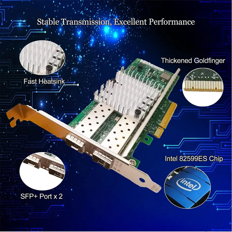 Carte Réseau Intel X520-DA2 – Double Port 10 Gigabit Ethernet SFP+ – Adaptateur Serveur