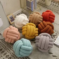 Hand Woven Knotted Ball Pillow Lamb Wool Roll Pillow Sofa Pillow Living Room Round Ball Cushion Headboard Backrest 1