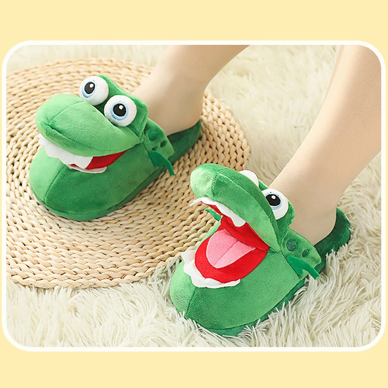 Cartoon Crocodile Cotton Slippers With Moving Mouth Funny Home Cotton Shoes Winter Walking Warm Christmas Gift For Men Women 4