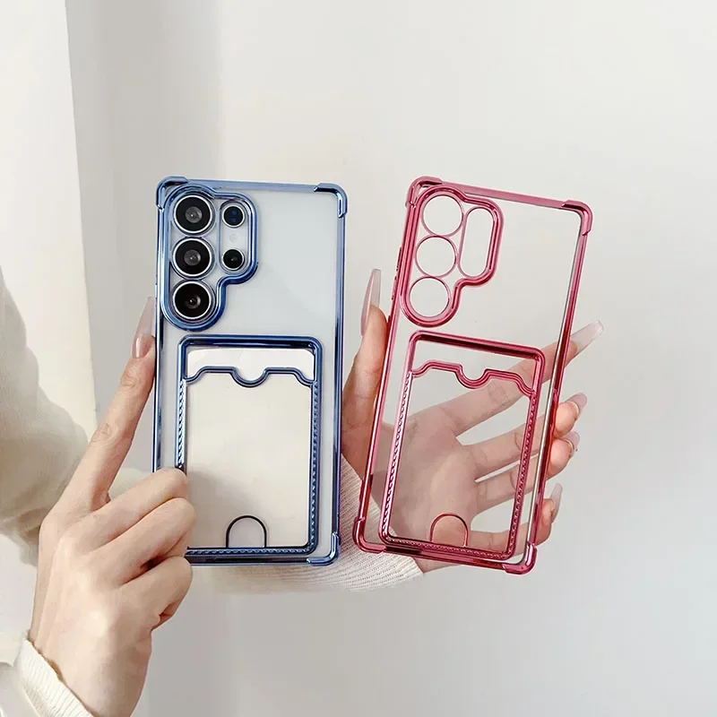 Transparente Schutzhülle mit Kartenfach für Samsung Galaxy S26 S25 Edge S24 S23 S22 Ultra Plus – Stoßfeste, durchsichtige Wallet-Rückabdeckung – Detail 2