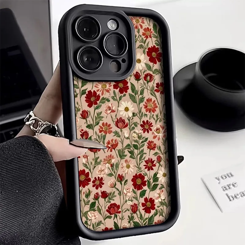 Vintage Wine Red Floral Pattern Phone Case - TPU Cover