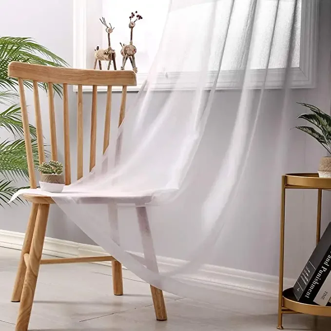 Description Picture 4 of itemGray Gradient Linen Tulle Curtains for Bedroom Living Room  Window Drapes Treatment Screen Room Decor