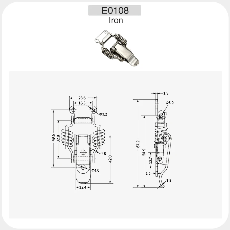 Industrial Clasp Clasp Bag Accessories 304 Stainless Steel Double Spring Padlock Wooden Small Size Factory Pin