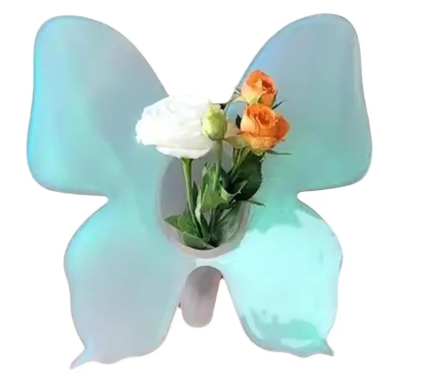 Glass Christmas Ornament Transparent Acrylic Butterfly Frame Vase Transparent Acrylic Butterfly Vase Garden Figurines Solar 5