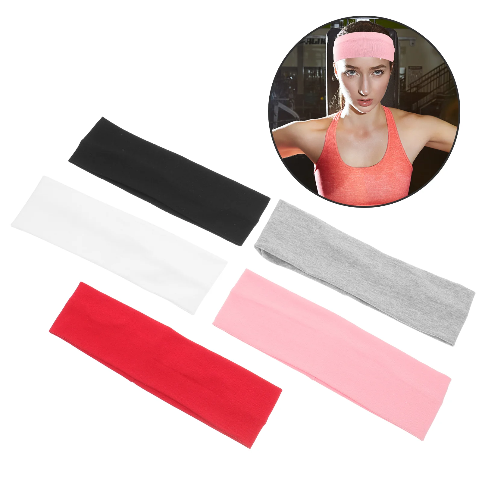 

5 Pcs Sports Headband Headbandzame Sweatbands Women Multicolor Hoom Workout Headbands Fabric Athletic Elastic Hair Tie