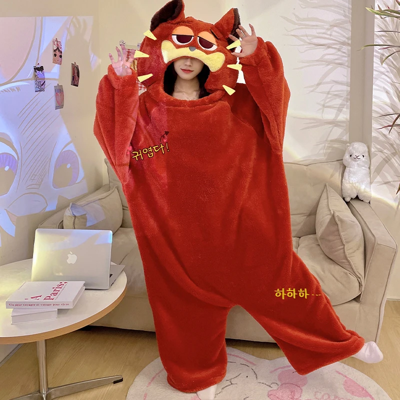 

Animal Adult Pajamas Onesie For Women Kigurumis Fox Winter Thick Hooded Jumpsuits Soft warm Home Wear Pijamas Unisex Onesies