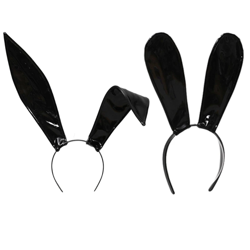 

Bunny Ear Headband Leather Headdress Performance Props Hairband