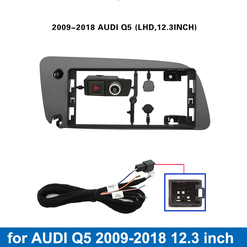 

12,3 дюймовая панель автомобильного радиоприемника для AD Q5 2009-2018 (левое колесо), комплект приборной панели, устанавливаемая фаза, панель панели GPS, адаптер, отделка