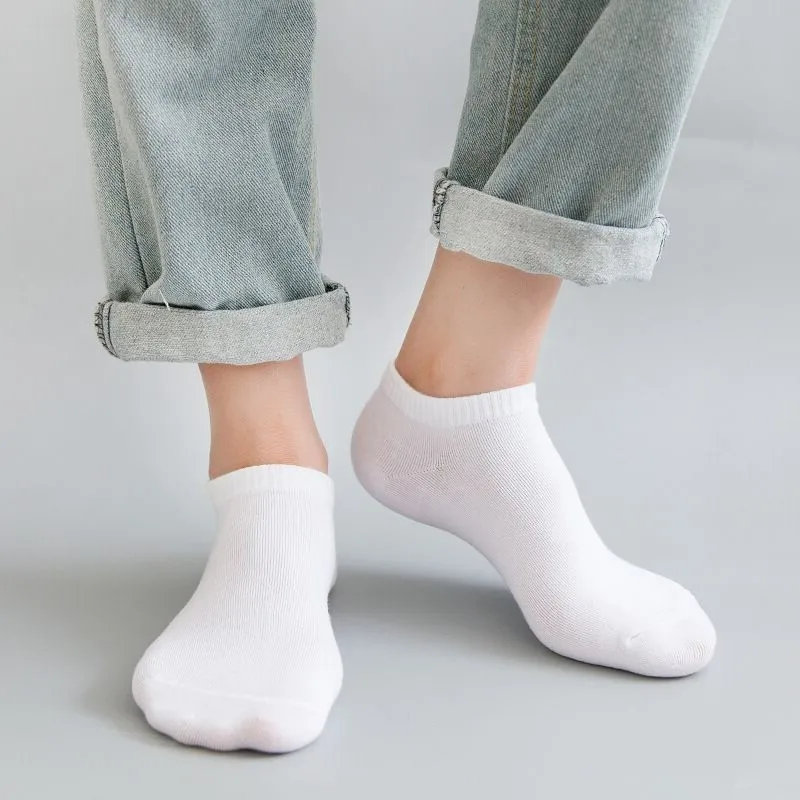 Calcetines deportivos de algodón transpirables para hombre, calcetín corto Unisex de alta calidad, Color negro, blanco y gris, para primavera y verano_voghion.com