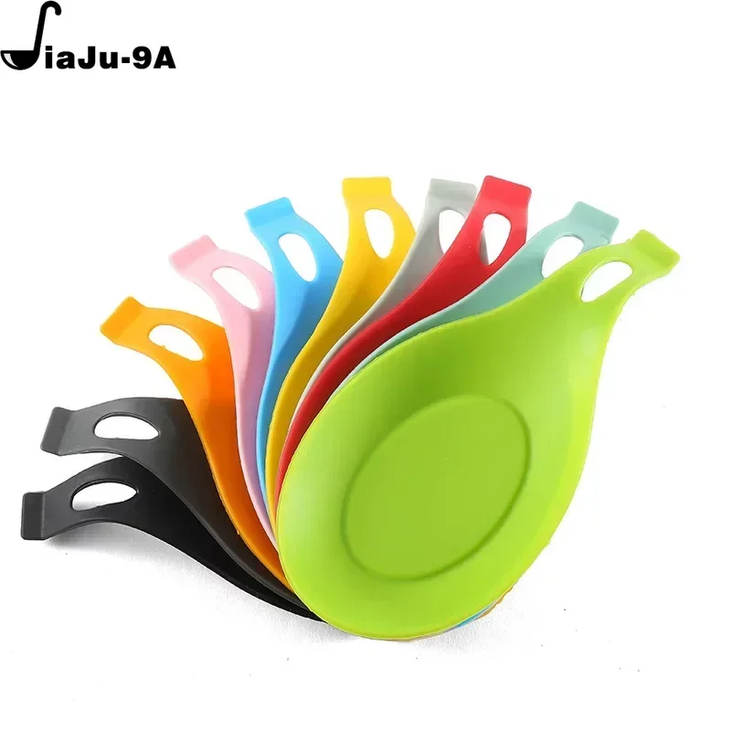 Silicone Spoon Holder Rest Pad Kitchen Utensils Spatula Eggbeater Heat Resistant Placemat Tray Insulation Mats Kitchen Tools silicone table mats tableware insulation mat collapsible anti hot insulation pad non slip heat resistant mat placemat pot holder