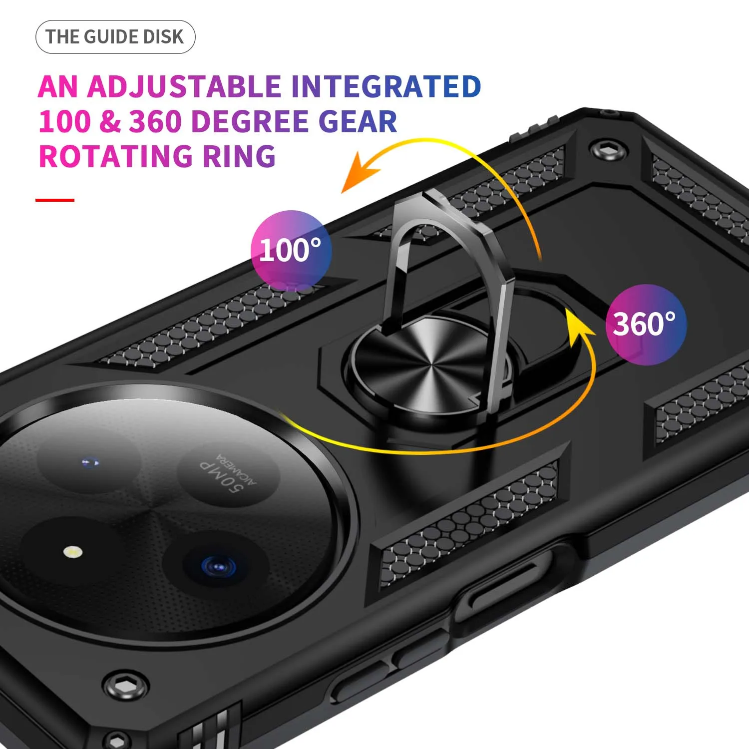 Shockproof Folding Armor Case with Stand Holder Ring Cover