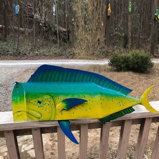 Hal Postafiókkert Otthoni Dekoráció Fém Halászat Post Levéldoboz Újrafelhasználható Színes Műalkotás Postafiók Kültéri Parkok Kertjeihez - Image 4