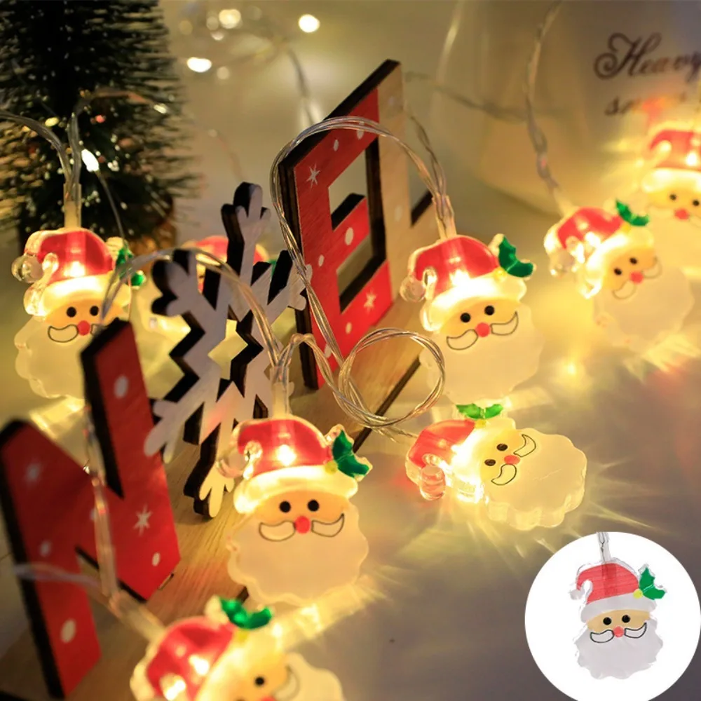 

3D LED Christmas String Lights 1.5 Meters Battery Version Santa Snowman Style DIY Decor Fairy Light Tree Lantern Strip