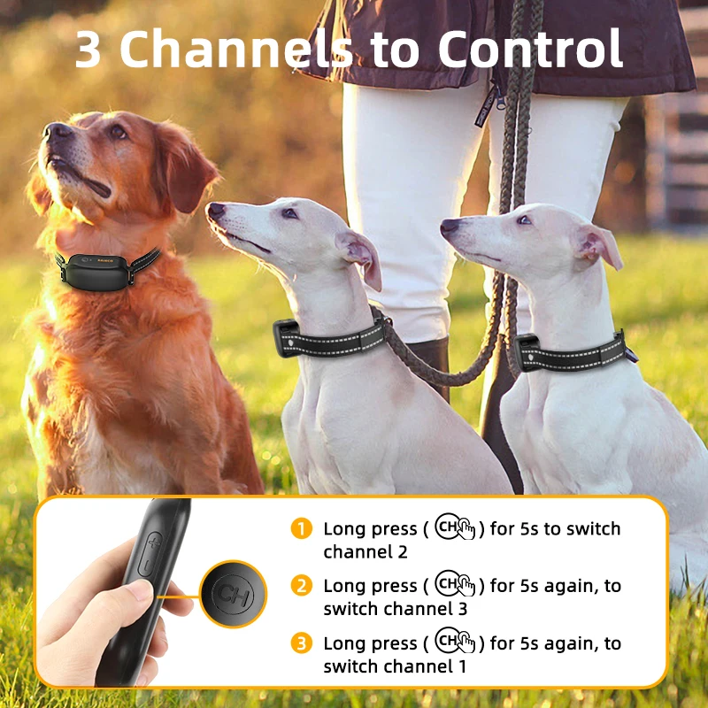 ROJECO Electric Dog Training Collar 3300ft Remote Control Waterproof Vibration Anti Bark Collar Pet Dog Bark Stop Shock pet dog training collar