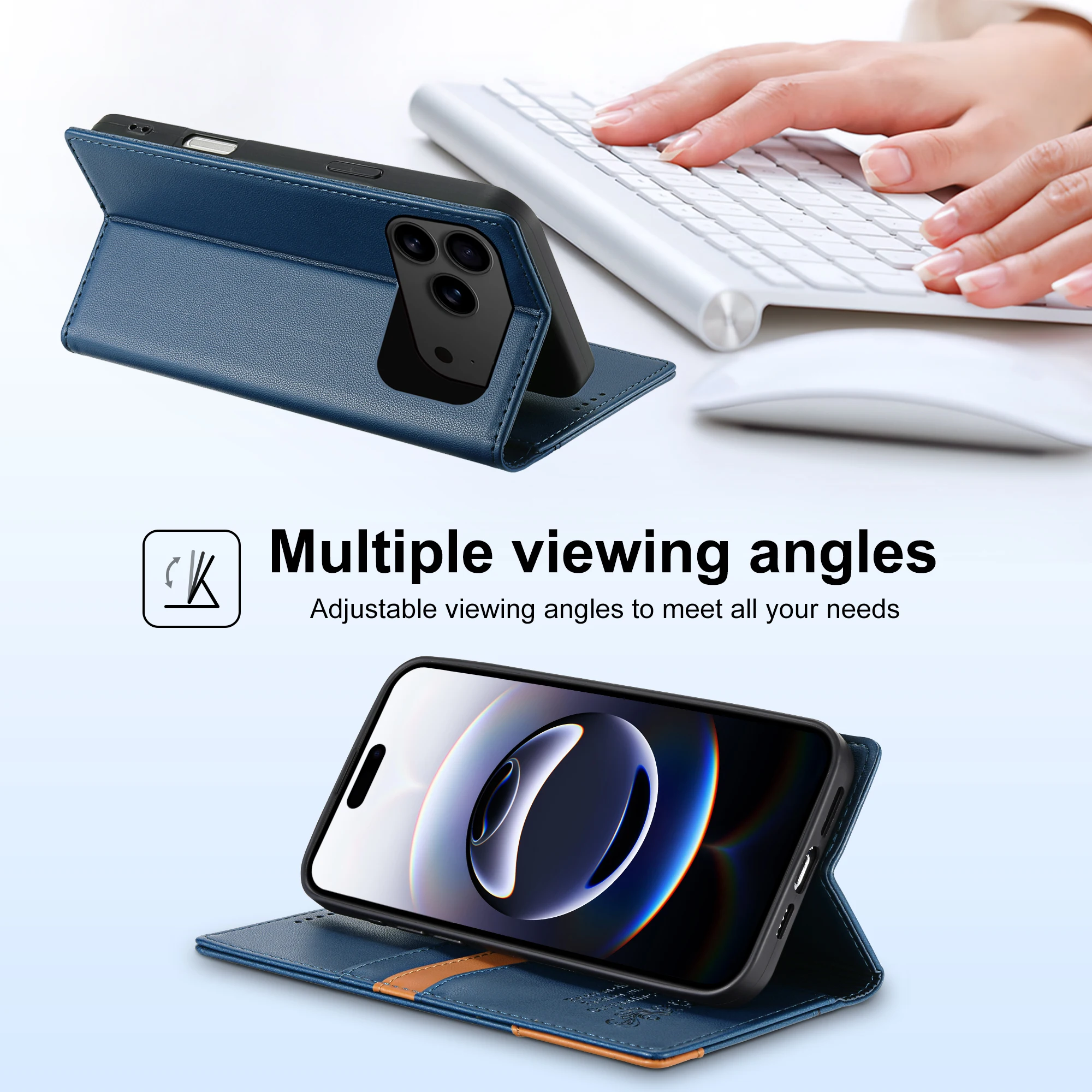 Elegant Magnetic Leather Flip Wallet Case with Card Holder