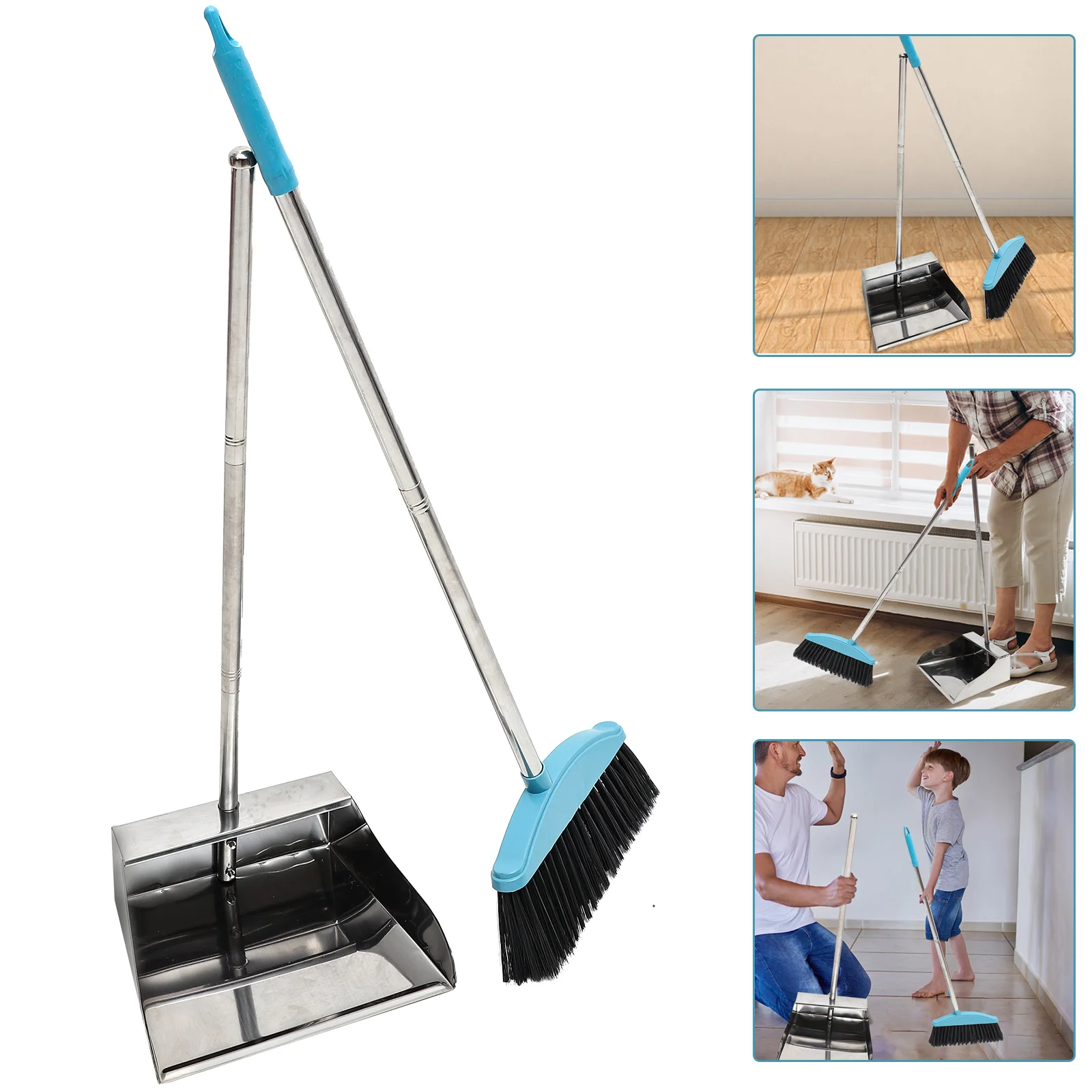 

Stainless Steel Trash Pet Bathtub Garbage Can Long Handle Cleaning Broom Single