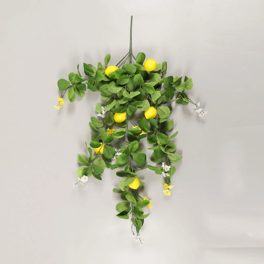 Artificial Plants Artificial Lemon Branch Yellow Fake Lemon Leaves Branch With Green Leaves Fake Bouquet Hanging Decor