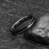 BONLAVIE 4mm Tungsten Carbide Ring Hammered Finish Grooved Black Wedding Band for Men Women Comfort Fit Rings Engagement Jewelry 3