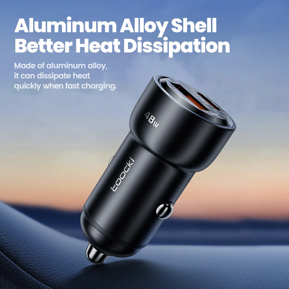 Toocki 48W USB Car Charger PD QC 3.0 Fast Charging Type C Car Phone Charger For iPhone 16 15 14Pro Max Xiaomi Samsung S24 Huawei