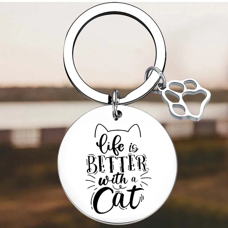 

New Cat Key Chain Ring Cat Lover keychains pendant pet animal cat Gift