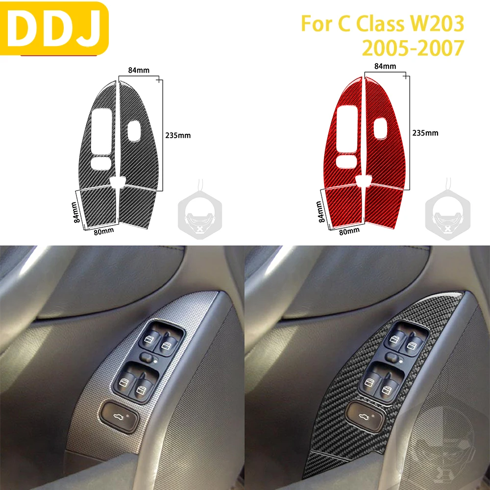

Для Benz C Class W203 2005 2006 2007 аксессуары из углеродного волокна для интерьера автомобиля панель управления стеклом комплект наклеек украшение