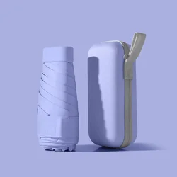 Compact Black Coated Dual - Use Travel Umbrella - Lightweight and Portable (Purple)