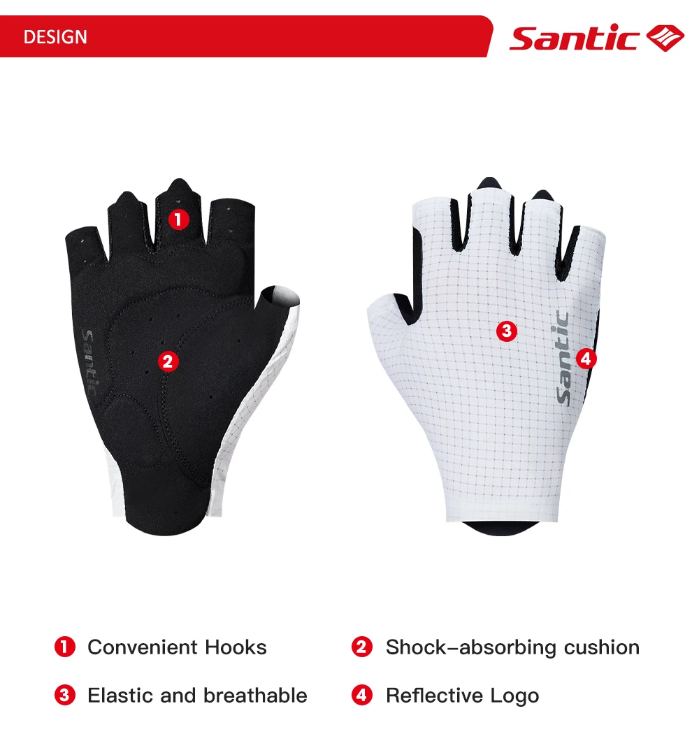 Santic 2025 New Pro Half Finger Cycling Gloves Shockproof Road Bike Mittens Outdoor Breathable Bicycle Sport Fitness Gloves