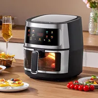 New 8L Stainless Steel Large-Capacity Air Fryer Household Visual Electric Oven Oil-Free Multifunctional Home Black White Green 1