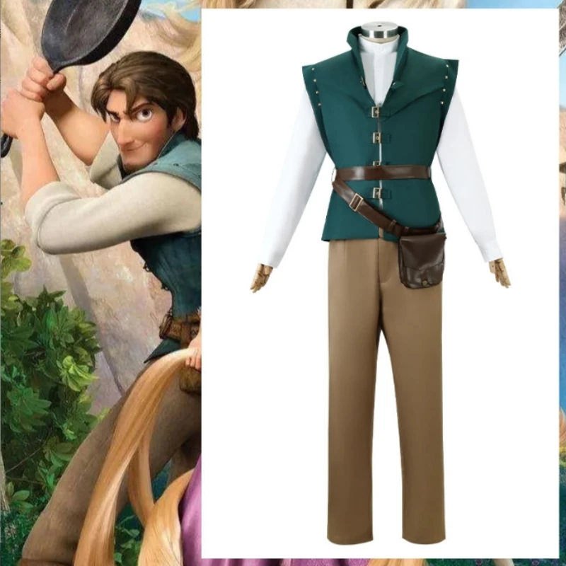 

Anime Movie Flynn Rider Cosplay Costume Adult Unisex Prince Uniform Halloween Outfit Party Suit Carnival
