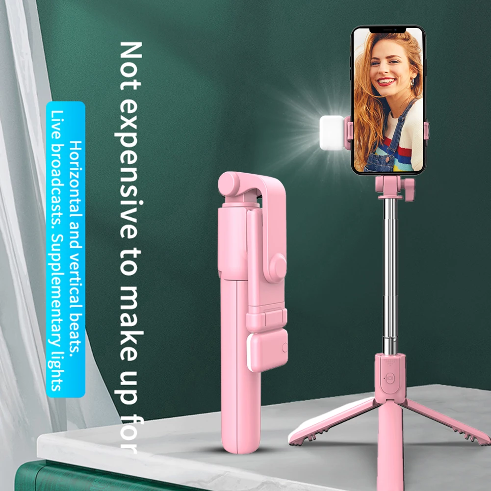 Bluetooth-compatible Selfie Stick Mini Tripod with Fill Light Remote Phone Stand
