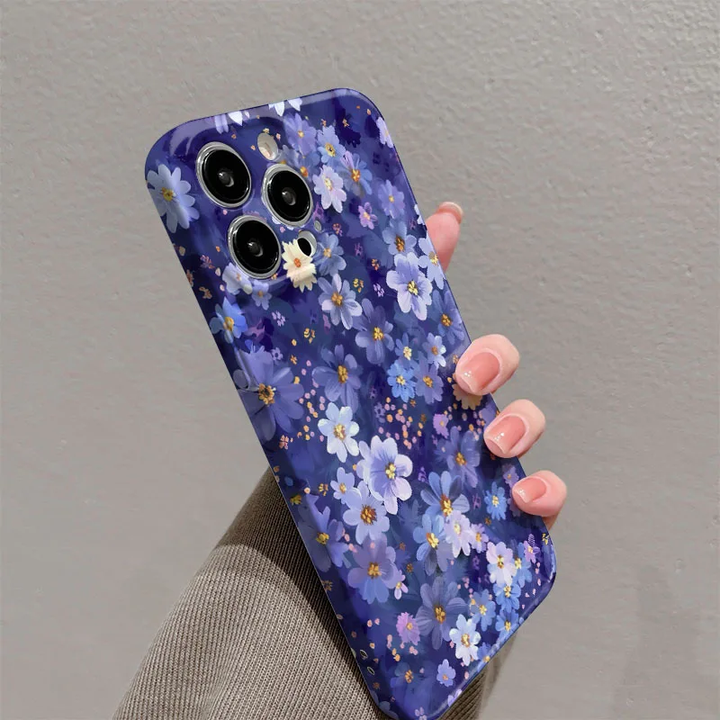 Blue Flower Hard Cover Phone Case - Stylish and Durable Protection