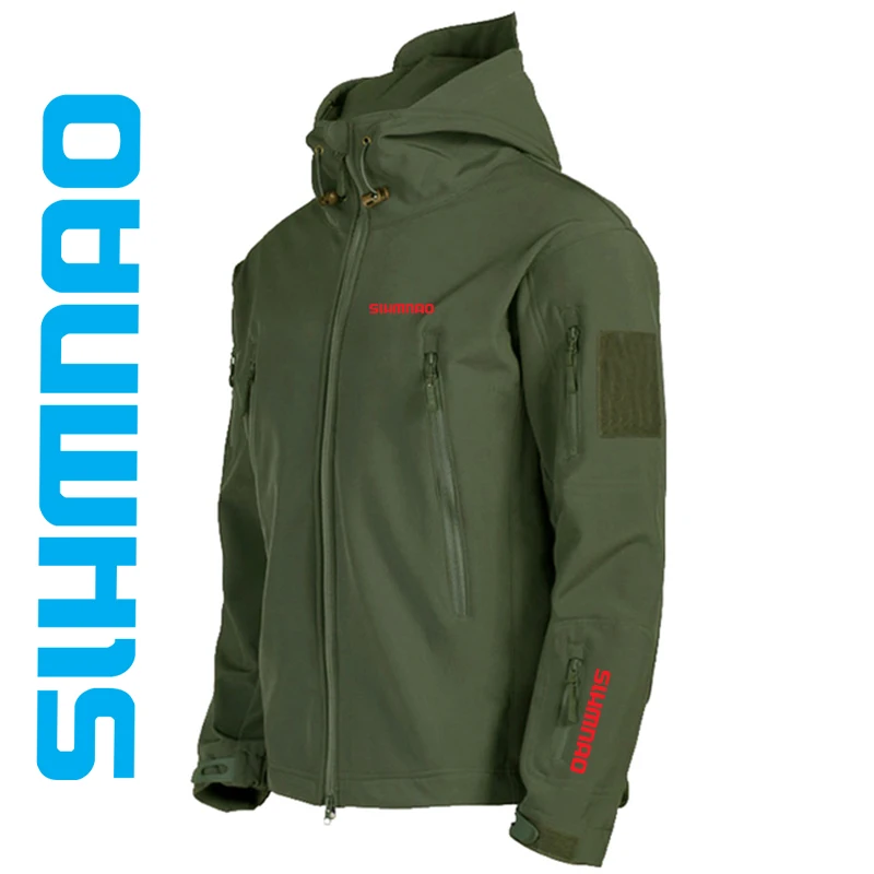 

Men's Waterproof, Windproof, Soft Shell Fishing Suit, Autumn and Winter Outdoor Jacket, Shark Skin Tactical Army Hooded Jacket