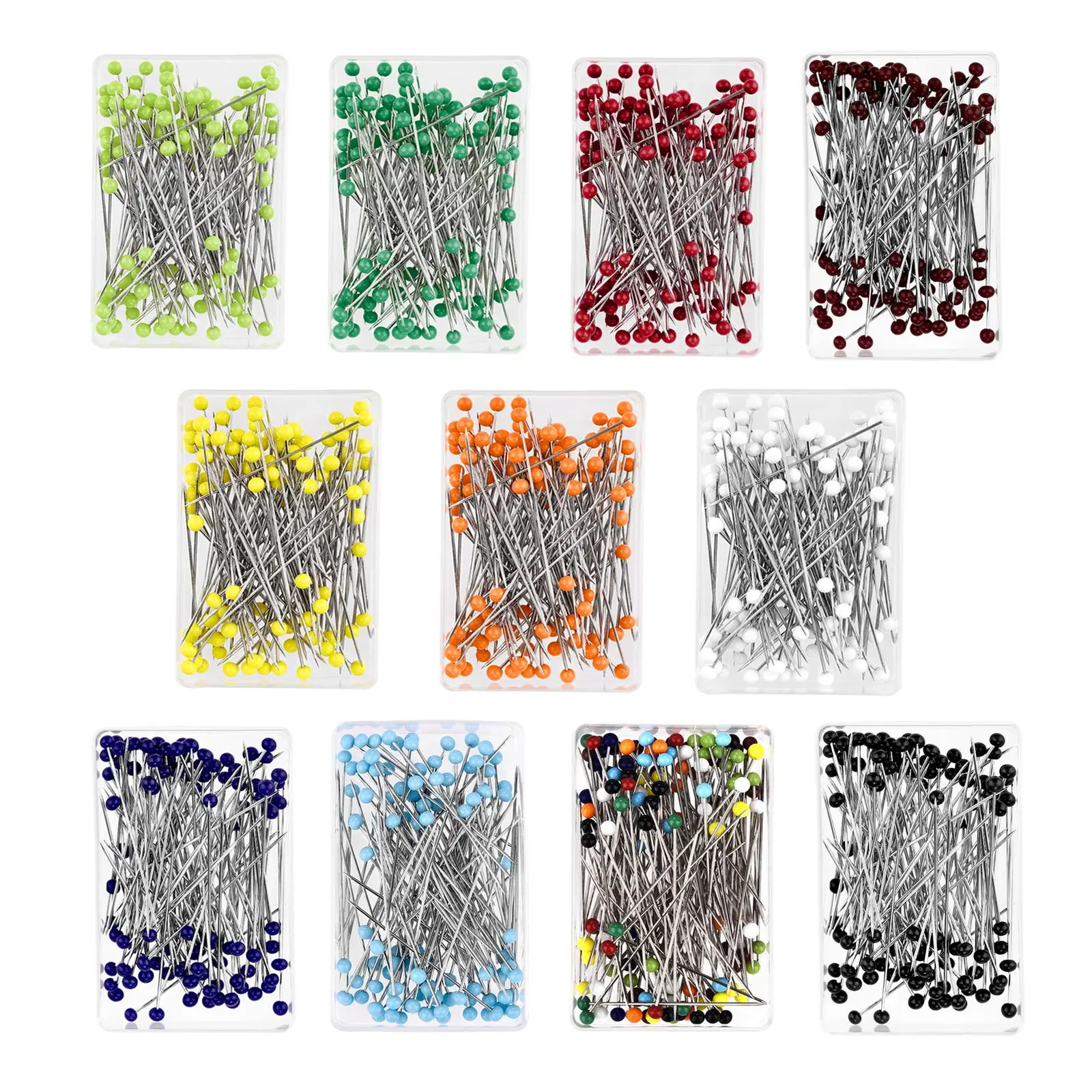 100Pcs Fashion Sewing Needles Colored Glass/Ceramics Head Bead Pin Stitch Knitting Needles Sewing Fixed DIY Safety Pin 38mm sewing needles