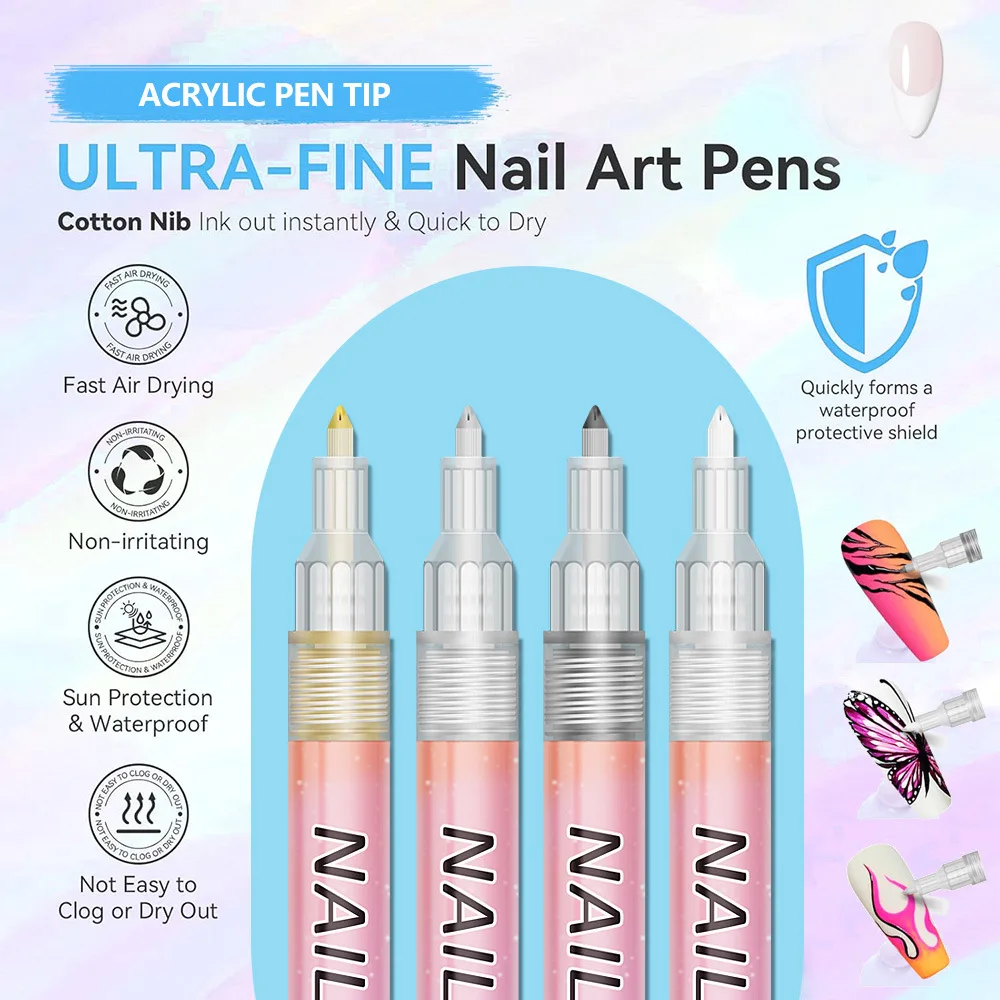12Pcs/Set Waterproof Colourful 3D Nail Art Graffiti Marker Pen DIY Nails Drawing Liner Tool Abstract Line Manicure Painting