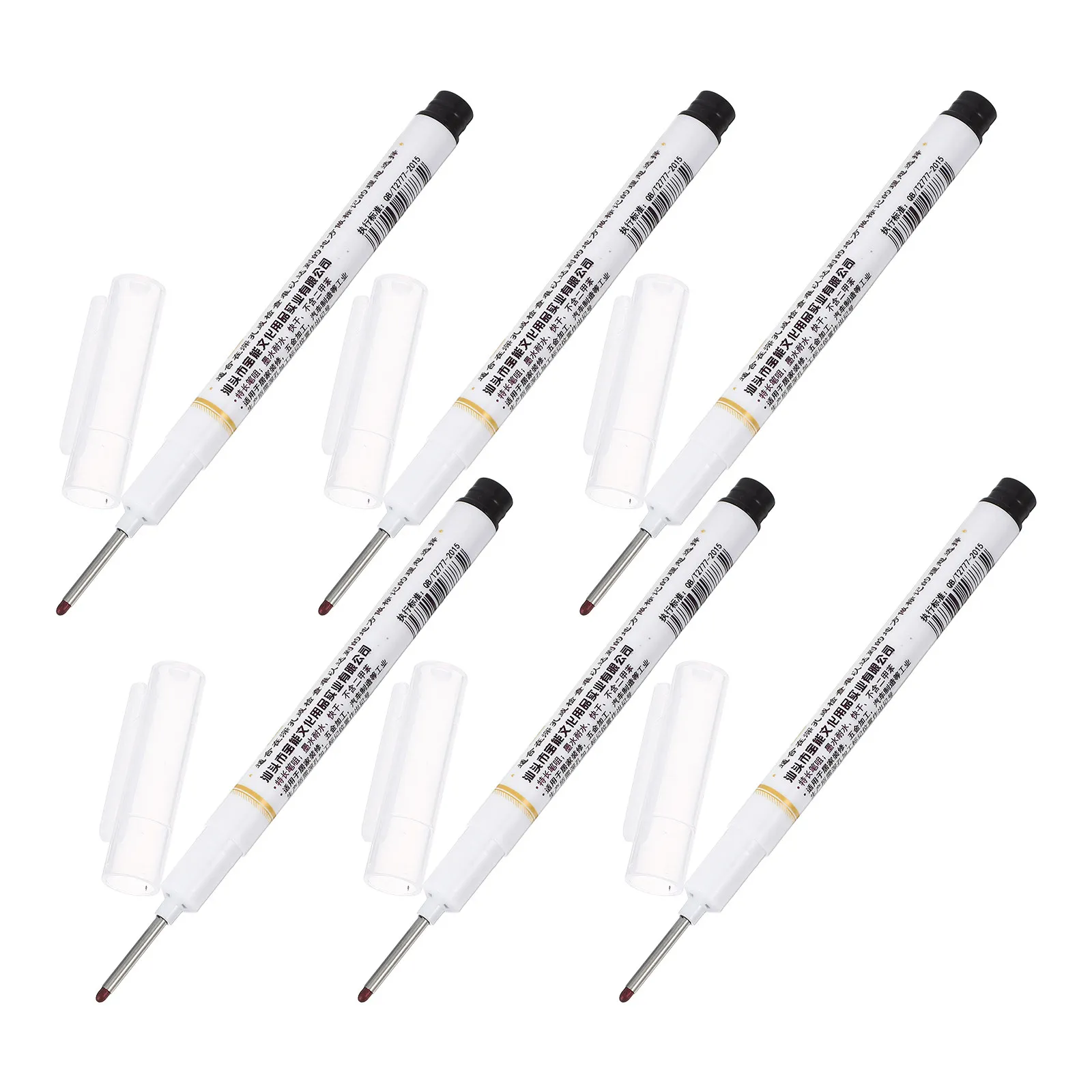 6Pcs 목수 마커 펜 목공 건축 개조 깊은 구멍을 위한 확장형 긴 팁 오일 기반..
