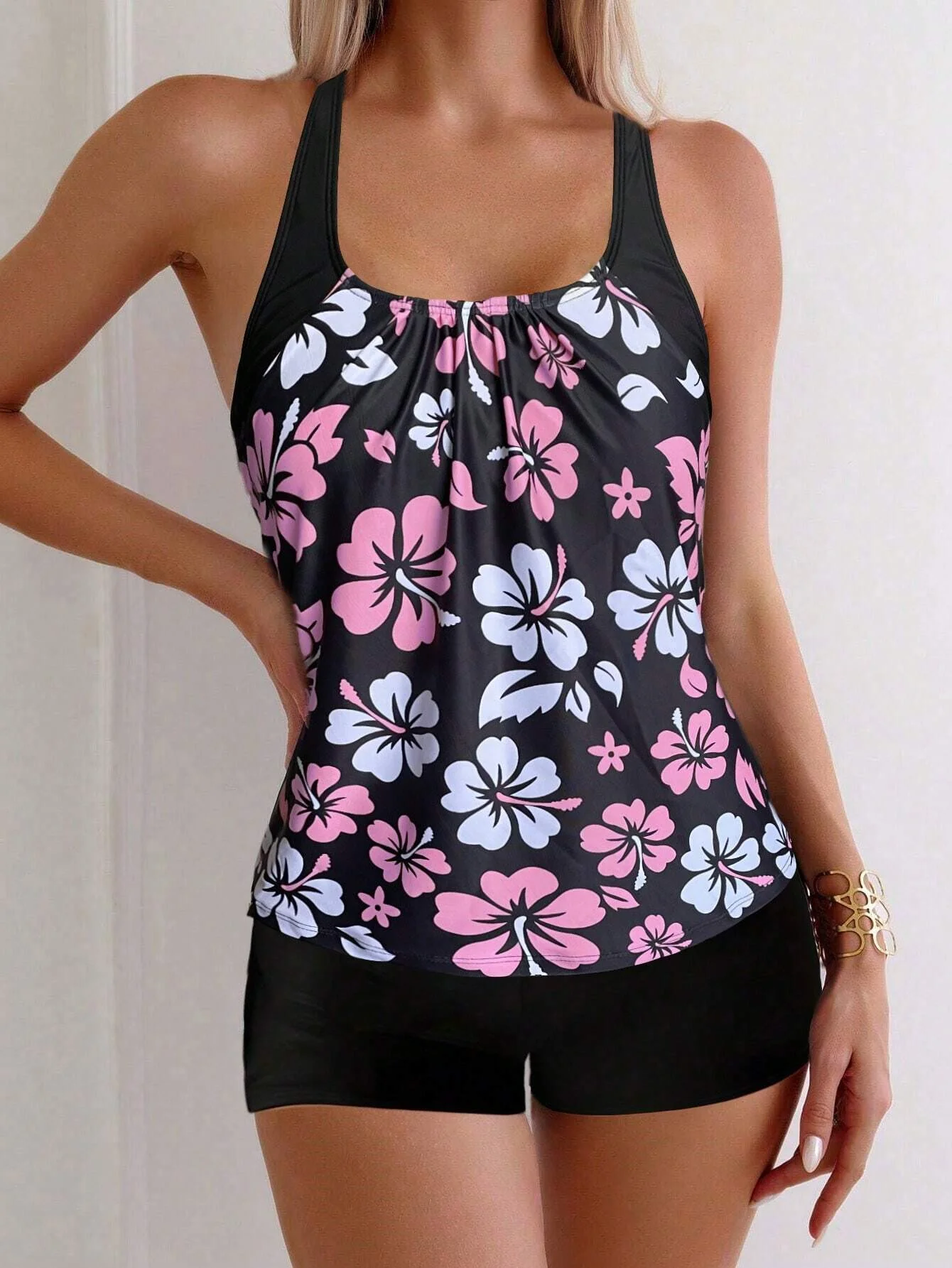 Women Swimsuit Women Two Piece Sets Sexy Floral Tankini Swimsuit Women Printed Swimwear Female Padded Bathers Bathing Swim Suit Swimming Beachwear Summer