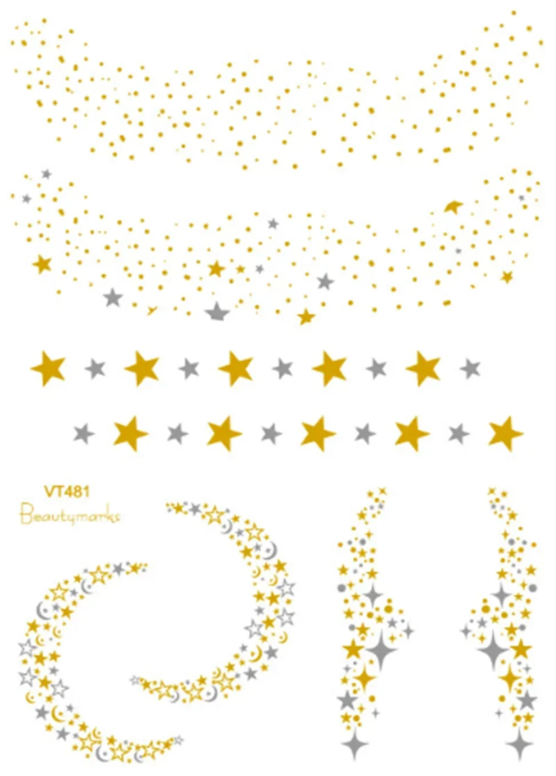New Gold Face Temporary Tattoo Waterproof Blocked Freckles Makeup Stickers Eye Decal